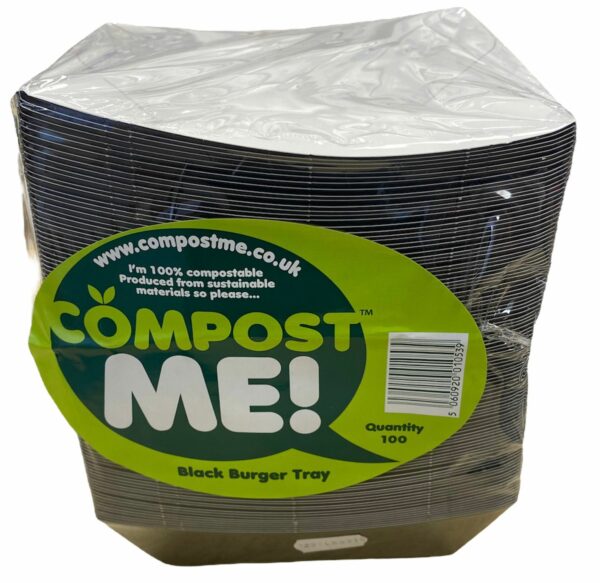 100% Compostable Black Burger Tray