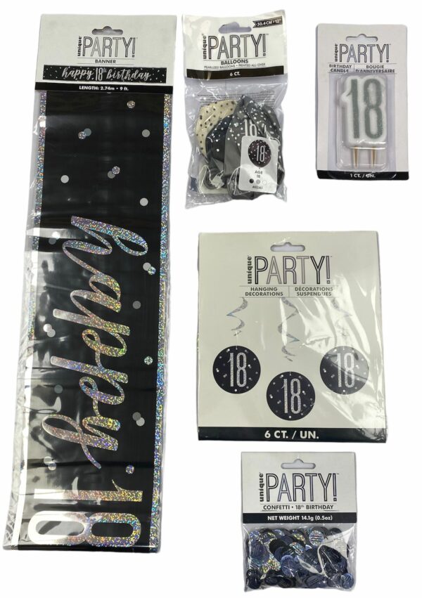 Party Pack - 18th Birthday - Black  **CLEARANCE**